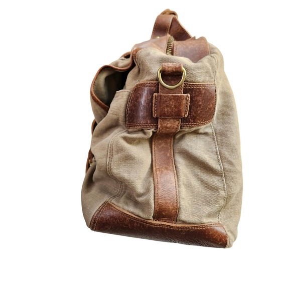 Rawlings Tan Canvas Brown Leather Duffle Bag Weekender The Finest In The Field - Picture 7 of 13